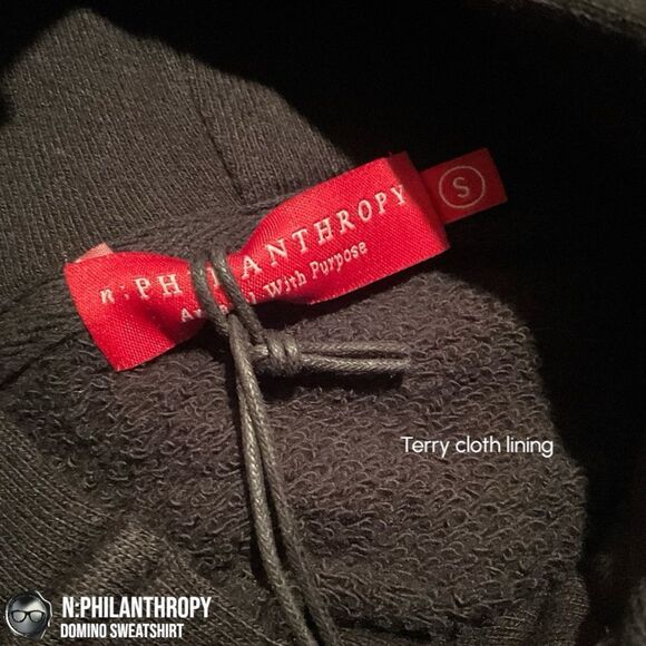 N:PHILANTHROPY DOMINO HOODIE HIGH-LOW SWEATSHIRT IN BLACK CAT WOMEN SIZE SMALL - Picture 13 of 16